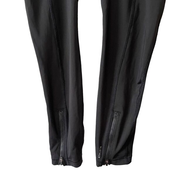 Athleta XS Leggings Ultimate Run 7/8 Tight Black Pockets Workout Stretch - Picture 4 of 10